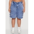 thumbnail image 4 of Womens Plus Size WAX Mineral Wash Cargo Jorts, 4 of 5