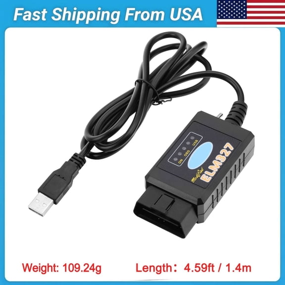 PGENDAR USB OBD2 ELM327 Scanner Reader Compatible with Windows, Laptop PC, ELMconfig FoCCCus Diag