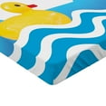 thumbnail image 2 of Ambesonne Rubber Duck Fitted Sheet, Wavy Water, Twin Size, Yellow White Blue, 2 of 3