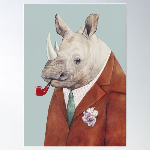 Rhinoceros Poster Wall Art, Modern Wall Decor For Living Room Bedroom, 8x12 UNFRAMED