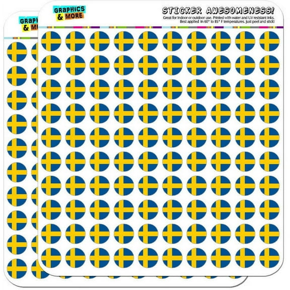 Sweden National Country Flag 200 1/2" (0.5") Planner Calendar Scrapbooking Crafting Stickers