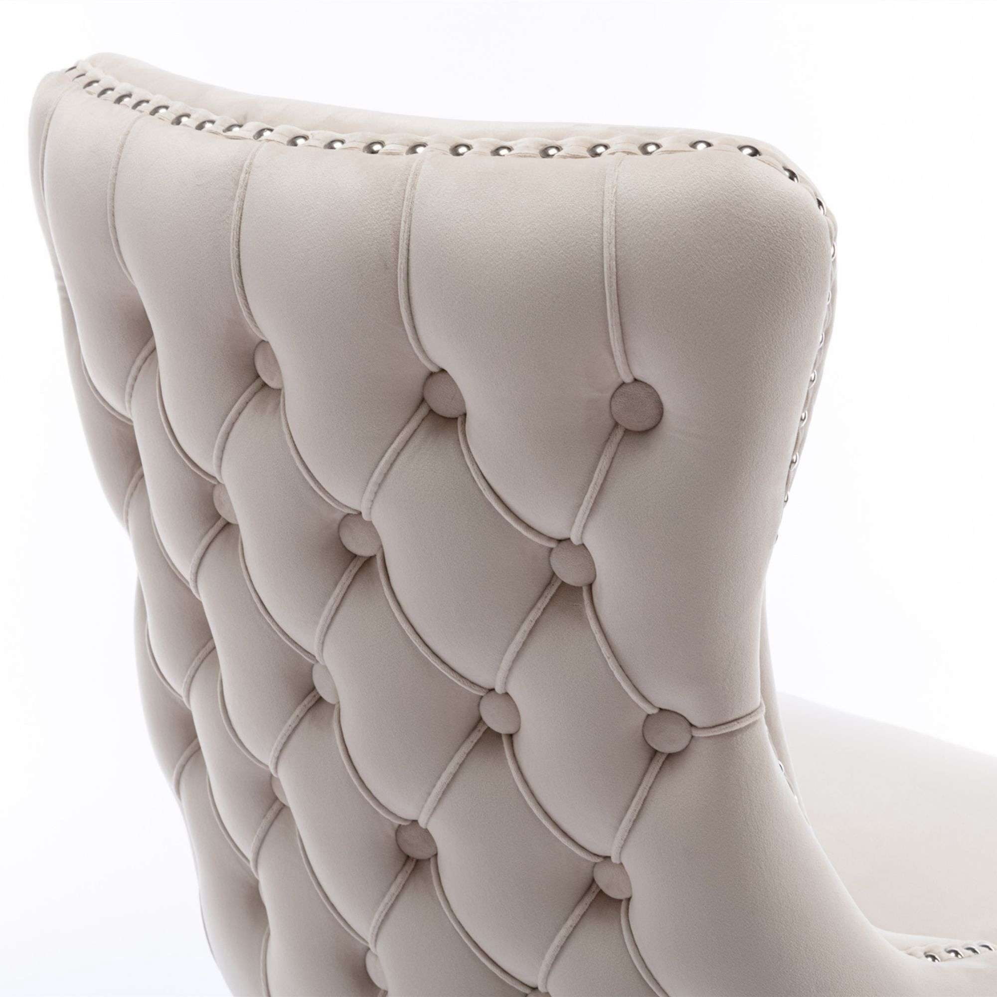 Button Tufted Upholstered Dining Chairs with Nailhead, Dining Room Chairs Tufted Cushion Back Elegant, Accent Chairs with Solid Wood Legs for Living Room/Kitchen (Set of 4)