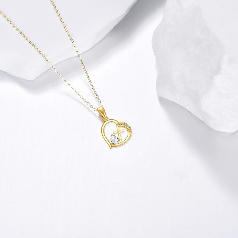 XATENJE 14k Solid Gold Cross Necklace 14k Real Gold Pendant Necklaces Jewelry Gifts For Women