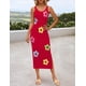 thumbnail image 4 of Vestido ZESICA Summer Floral Knit Bodycon Midi Rojo para mujer, 4 of 7