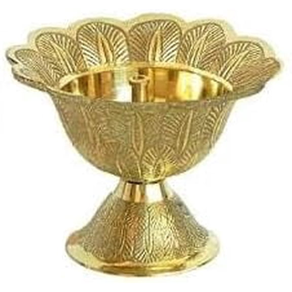 RATAN ENTERPRISES Akhand Jyoti Diya /Kamal Shaped Akhand Diya for Puja Decorative Brass/Crystal Oil Lamp Tea Light Holder Lantern Diya Stand for Pooja Puja Room