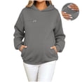 thumbnail image 3 of Axdhxbd Women's Maternity Hoodie Loose Comfy Long Sleeve Front Zip Pullover Tops Solid Color Nursing Hooded Sweatshirt Casual Daily Hoodies with Pockets Gray 2XL, 3 of 9