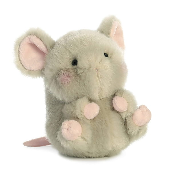 Ratón de peluche Aurora Round Rolly Pet Frisk Mouse, 12 cm, gris