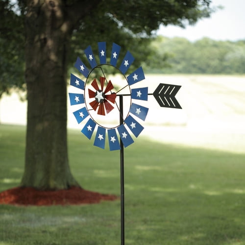 American Furniture Classics American Wind Spinner, Yard Ornament, Red White Blue by American Furniture Classics