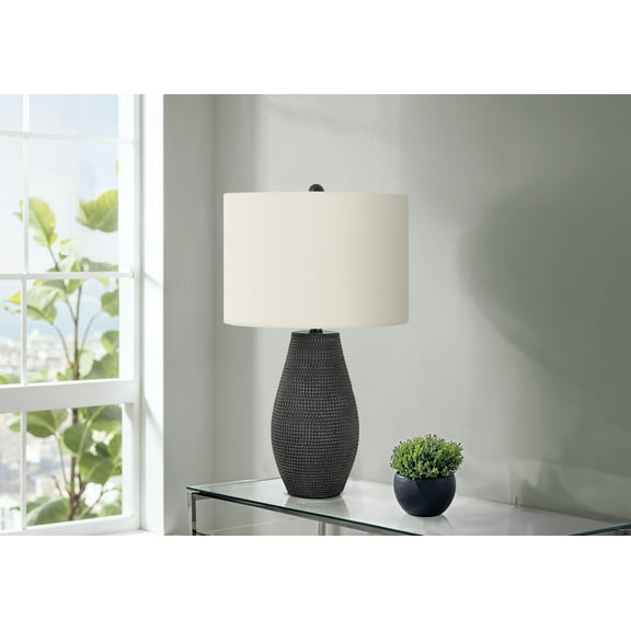 Lighting Fixtures Lighting, 24"h, Table Lamp, Black Resin, Ivory / Cream Shade, Contemporary,Table Lamps