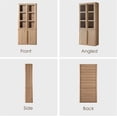 thumbnail image 6 of Hvoonc 77" Tall Fluted Accent Cabinet with Glass Doors, Oak Storage Cabinet with Faux Marble Top and Adjustable Shelves for Living Room Bedroom Dining Room Office, 6 of 7