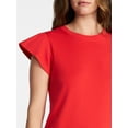 thumbnail image 5 of Time and Tru Women's Cotton T-Shirt Mini Dress with Short Flutter Sleeves, Sizes XS-XXXL, 5 of 6