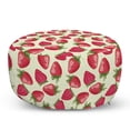 thumbnail image 1 of Fruits Pouf Cover with Zipper, Strawberries Vivid Growth Plant Vitamin Organic Diet Refreshing Image, Soft Decorative Fabric Unstuffed Case, 30" W X 17.3" L, Eggshell Red Olive Green, by Ambesonne, 1 of 5