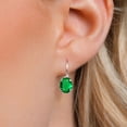 thumbnail image 3 of Gem Stone King 925 Sterling Silver Green Simulated Emerald Earrings (2.30 Ct Oval 8X6MM), 3 of 6