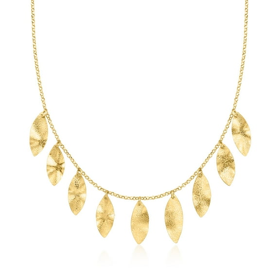 Ross-Simons Italian 18kt Gold Over Sterling Leaf Station Necklace, Women's, Adult