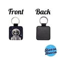 thumbnail image 4 of Skeleton in Space Suit Astronaut Faux Leather Square Keychain, 4 of 7