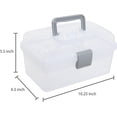 thumbnail image 2 of Caja de almacenamiento portátil multiusos de color gris transparente, caja de costura de plástico, caja de herramientas, botiquín de primeros auxilios y estuche organizador de suministros con asa y, 2 of 7