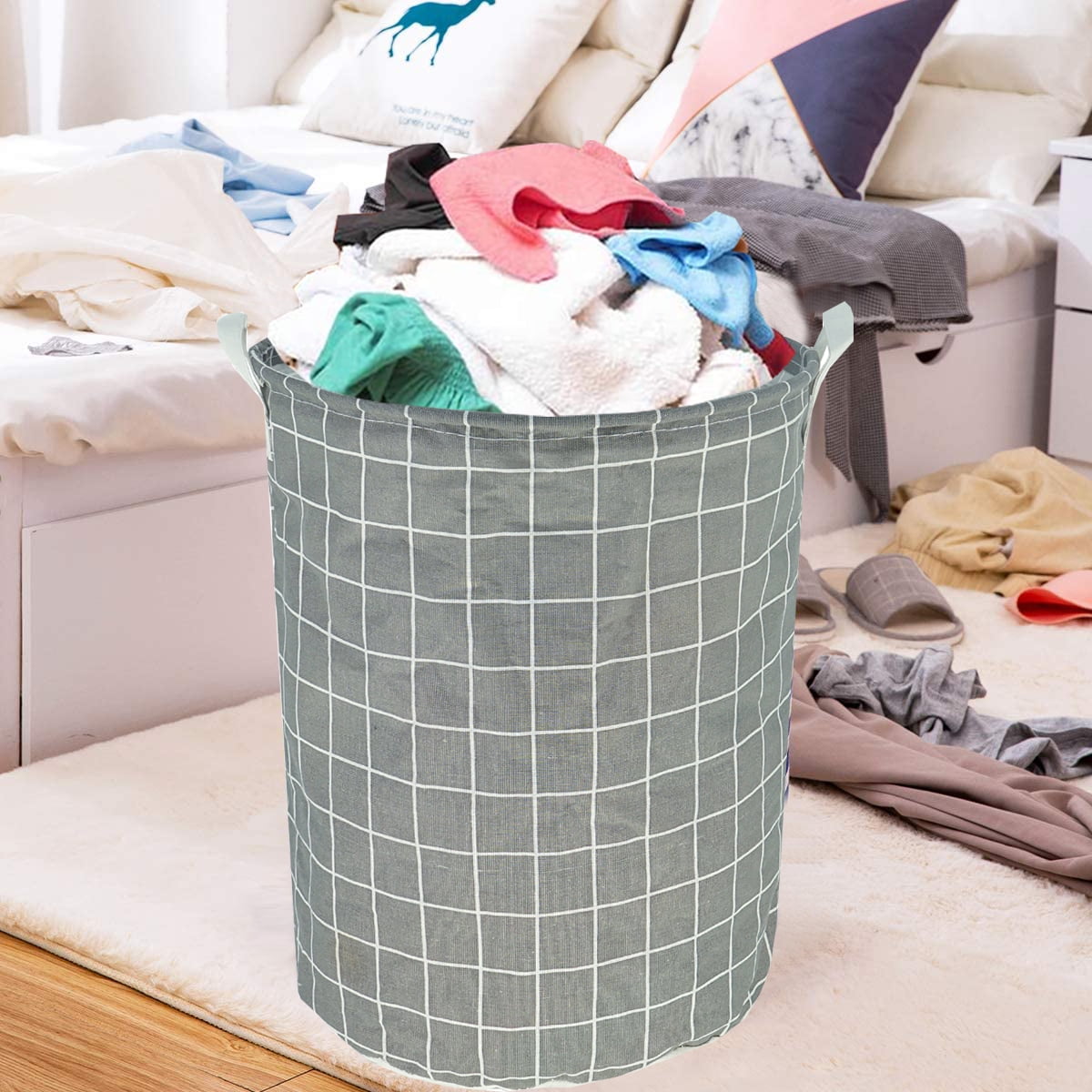 LARGE COLLAPSIBLE LAUNDRY BASKET WASHING CLOTHES BIN FOLDABLE SPACE SAVING NEW 