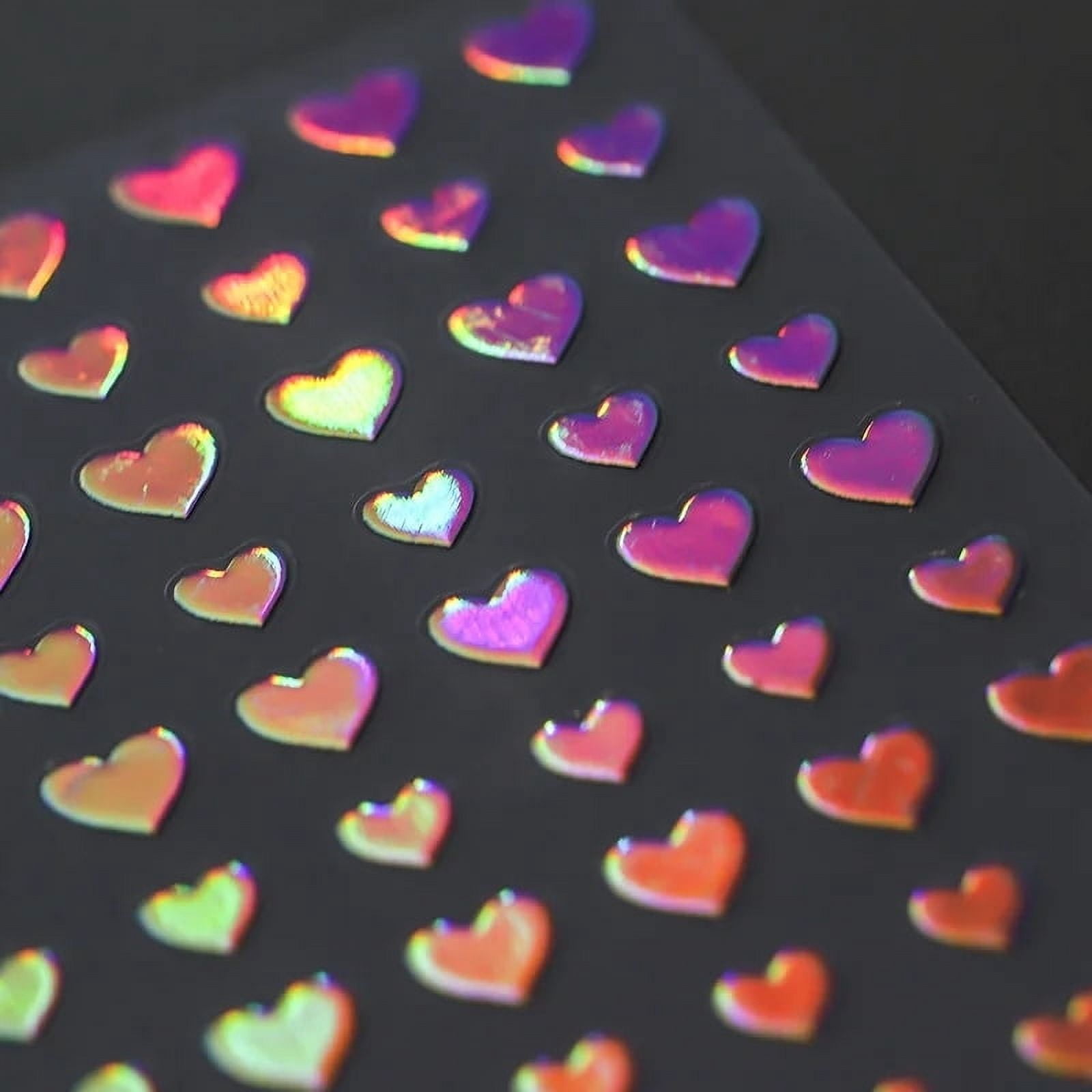 Cute Love Heart Bronzing 5D Self Adhesive Nail Art Decoration Stickers Laser Silver Rose Gold Nail Decals Wholesale Dropshipping
