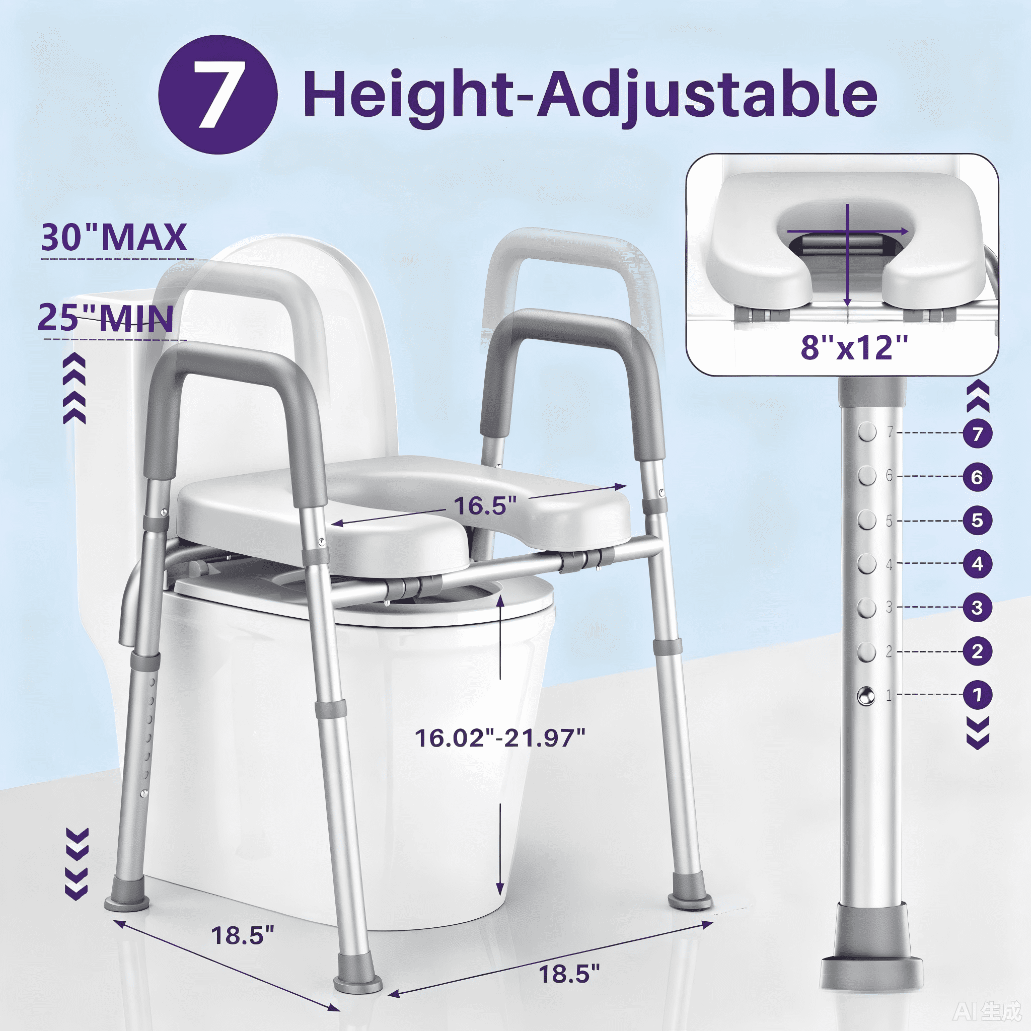 KEKOY Toilet Seat Riser for Seniors, Raised Toilet Seat with