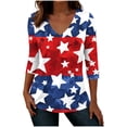 thumbnail image 2 of Lorytime Fourth of July Outfit Women Red White and Blue T Shirts Patriotic Graphic Clothes V Neck Holidays Wear 3-Red M, 2 of 7