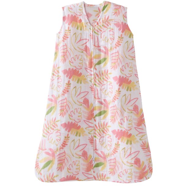 Halo 100 Cotton Muslin Baby Sleepsack Wearable Blanket, Pink Leaves