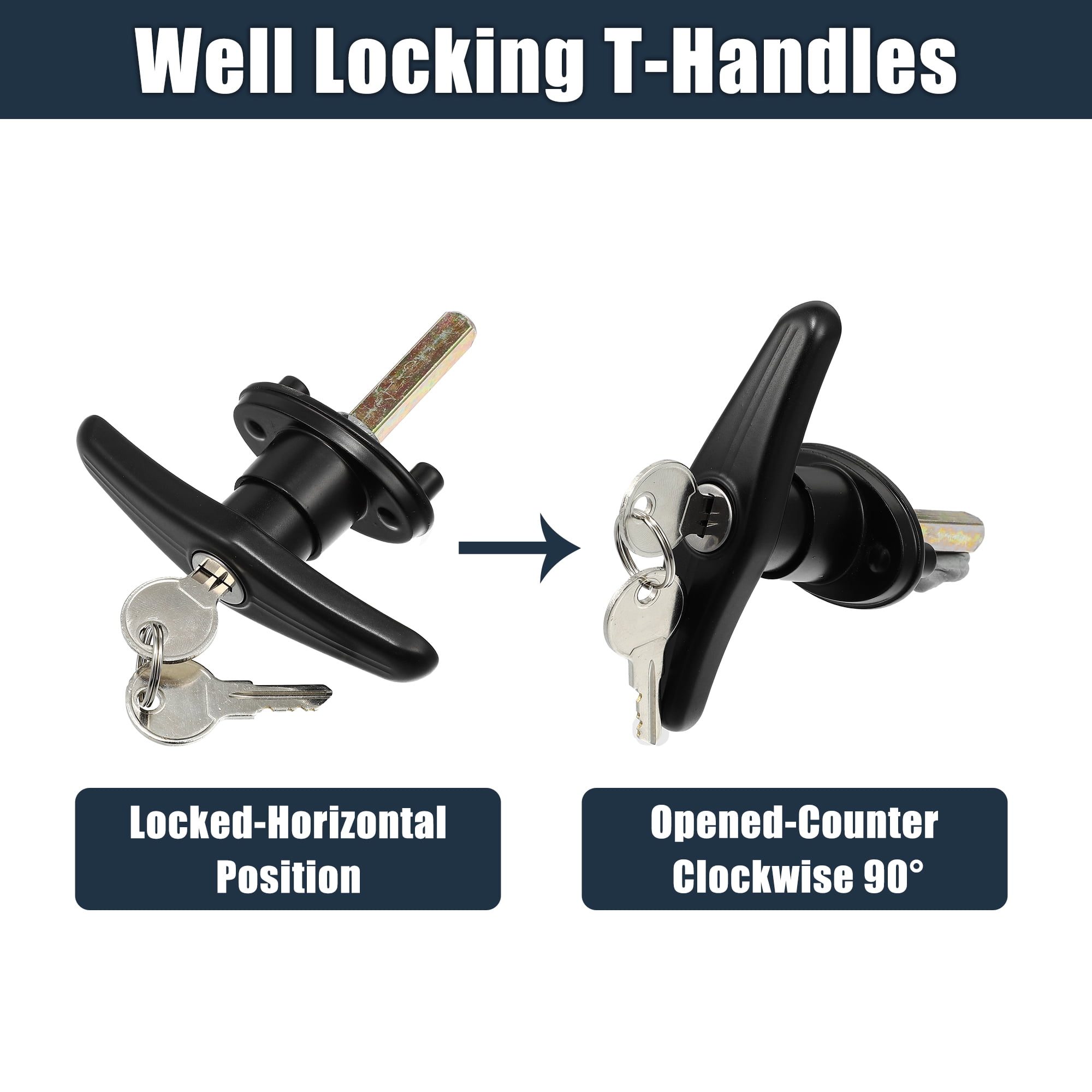 Unique Bargains Truck Cap Locking T-Handles for Pickup Truck Cap Camper Shell 2 Keys 1 Set