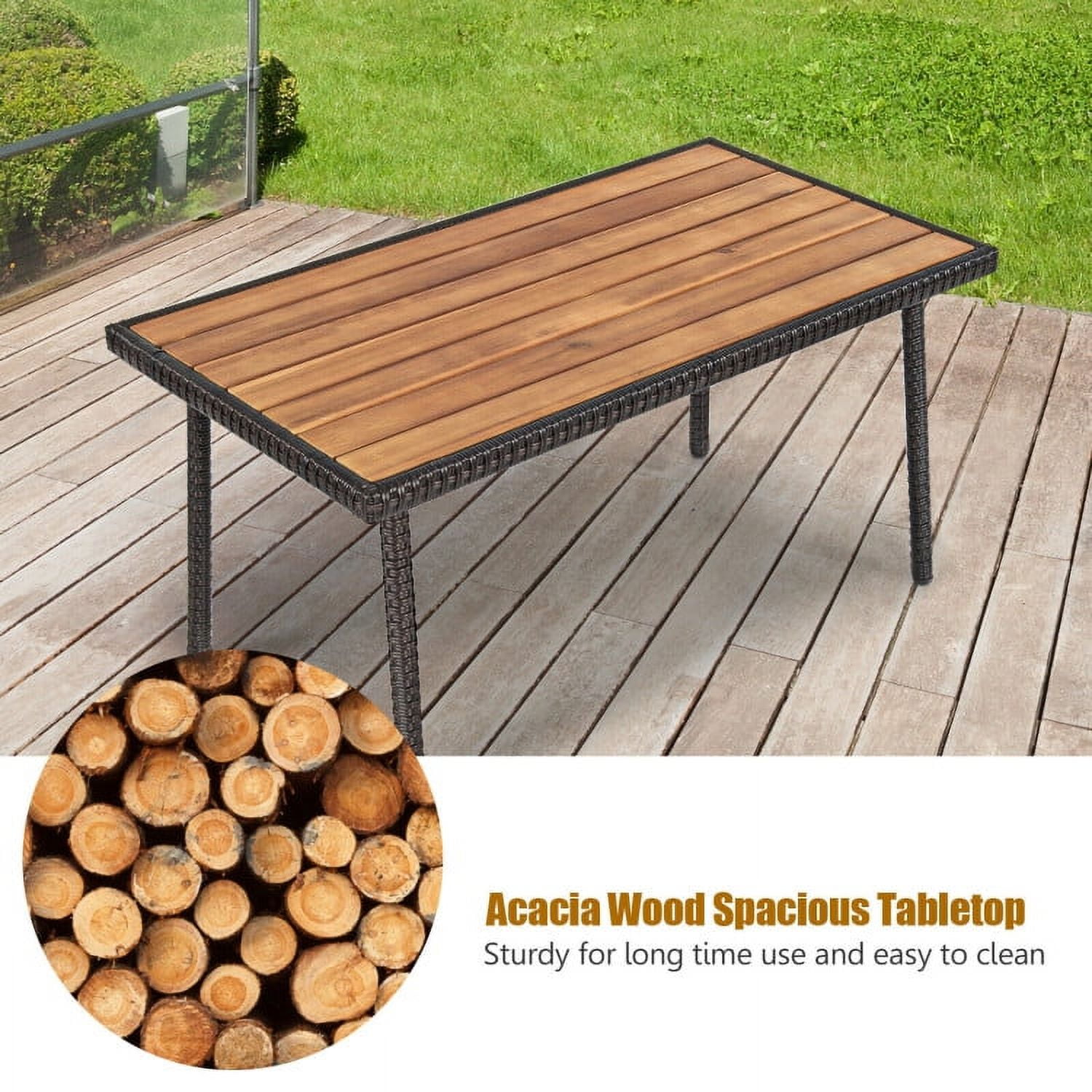 Aimee Lii 4 Pieces Patio Cushioned Wicker Conversation Set, Outdoor Sectional Set with Acacia Wood Tabletop Aimee Lii 4 Pieces Patio Cushioned Wicker Conversation Set, Outdoor Sectional Set with Acacia Wood Tabletop