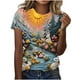 thumbnail image 1 of Tops de Ajuste Suelto para las Mujeres Sudadera Casual Impresa Manga Corta Cuello Redondo Superior, Poliéster, 1 of 5