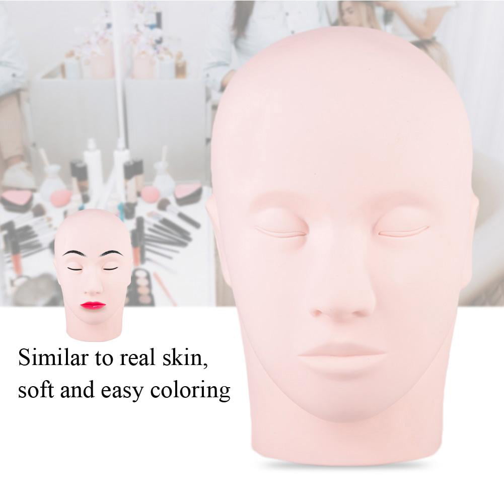 WALFRONT Makeup Practice Mannequin Head, Silicone Cosmetology Training ...