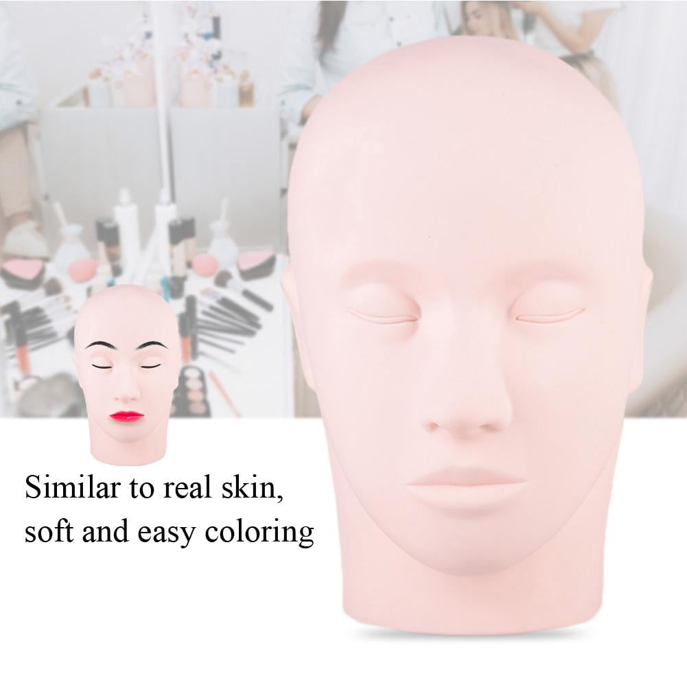 WALFRONT Makeup Practice Mannequin Head, Silicone Cosmetology Training Head 3D Lip Eyebrow
