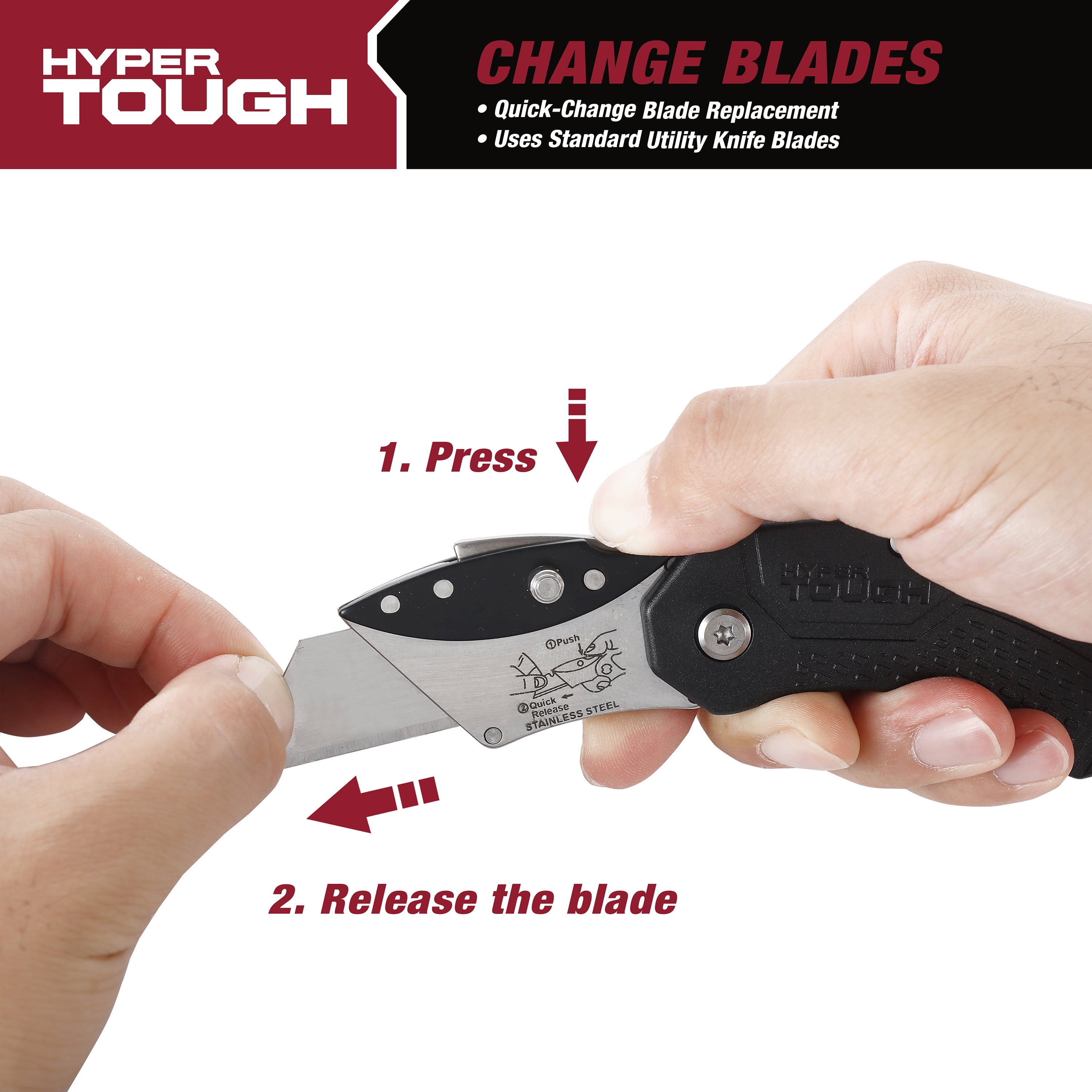 Hyper Tough 3-Pack Folding Lockback Utility Knives, Model