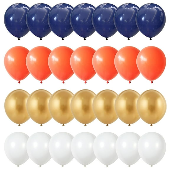 35pcs 12inch Navy Blue and Orange Balloons, Navy Metallic Orange White Latex Balloons Set for Space Basketball Birthday Baby Shower Wedding Graduation Party Decorations