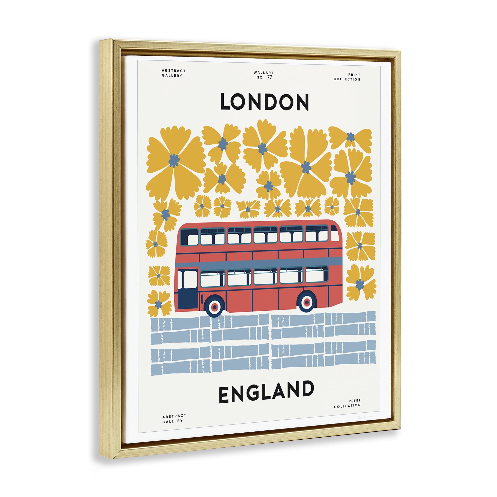 Stupell Industries Groovy London Bus Gold Framed Floater Canvas Wall Art, design by Omar Escalante