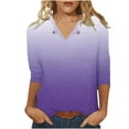 thumbnail image 5 of EINCcm Womens Tops Keyhole Crew Neck 3/4 Sleeve Blouse Gradient Floral Print Casual Loose Fit Cute Tshirt Tees, 5 of 6