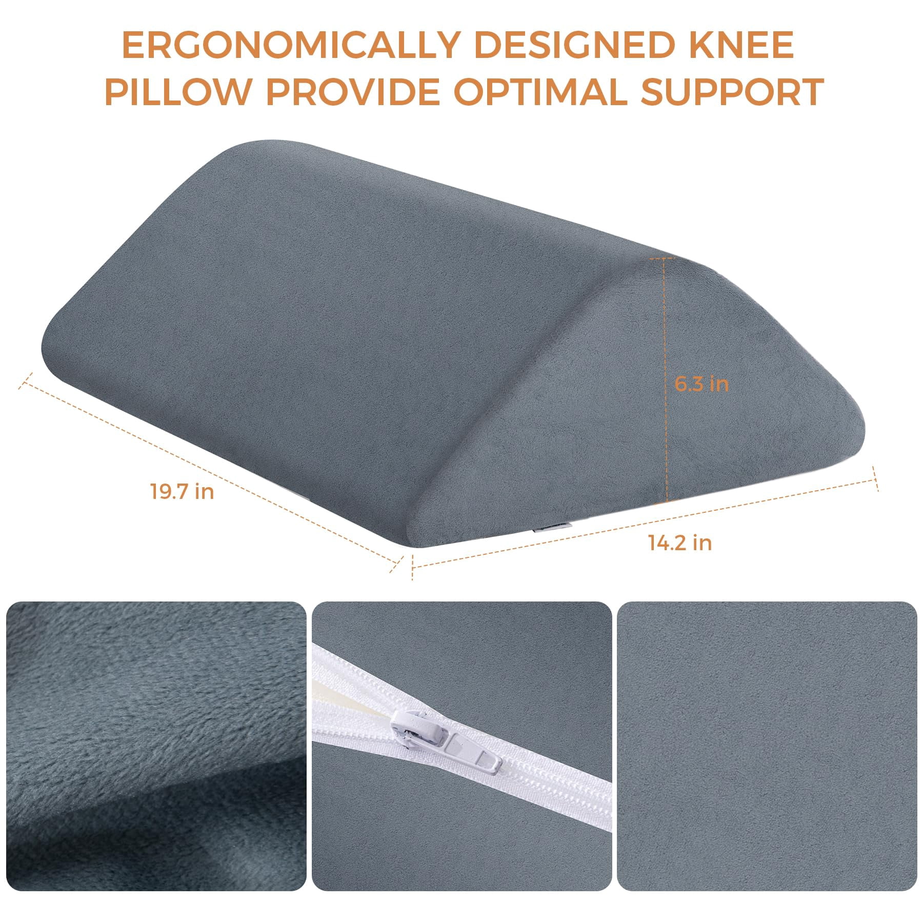 Ganondorf Knee Wedge Pillow 8'' for Post-Surgery Recovery - Leg Elevation Support for Sleep Position, Alleviating Lower Back & Hip Pain Enhancing Circulation in Ankles Legs Triangle Pillow