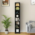 thumbnail image 2 of VECELO Tall Narrow Corner Bookcase, Enclosed Free-Standing Storage Cabinet with Adjustable Shelves, Anti-tilting Device and Dust-Free Organization, Black, 2 of 11