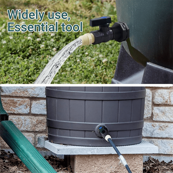 PVC Rain Barrel Diverter Kit, 3/4 Inch Rain Barrel Valve Rain Barrel Spigot Kit with Bulkhead Fitting Adapter