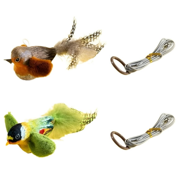 BESTSKY 2Pcs Flapping Bird Cat Toy,Realistic Bird Simulation Bird Cat Toy,Exciting Cat Play Experience Cat Bird Toy,Red&Brown