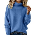 thumbnail image 6 of WTXUE Women's Oversized Ribbed Turtleneck Sweater&nbsp;Casual Fall Loose Knit Pullover Sweater Trendy Basic Jumper Top Long Sleeve Tops Winter Warm Comfortable Soft Layers Pullover Blue L, 6 of 9
