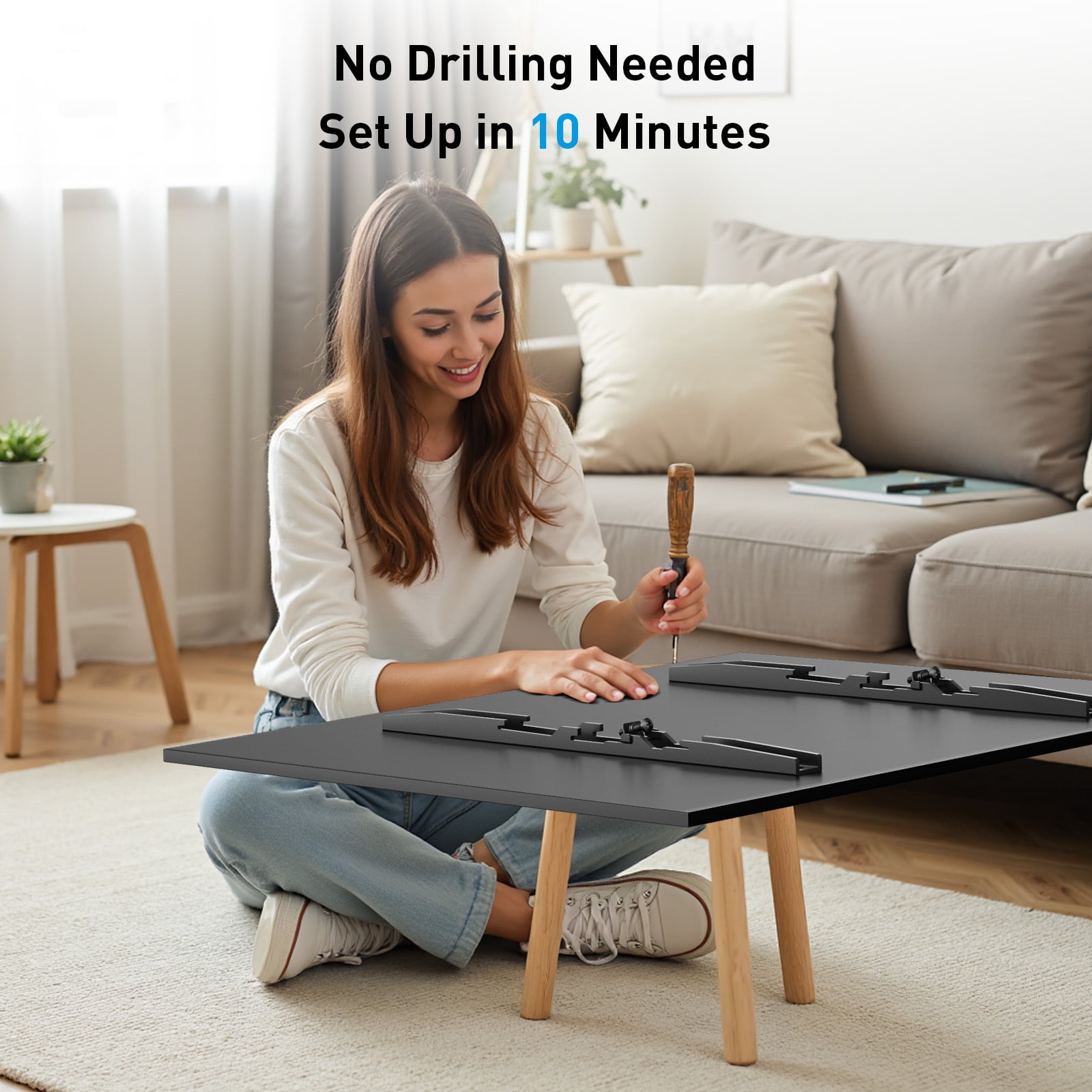 MountFTV Universal Table Top Swivel TV Stand Mount with Alloy Steel Glass Base for 24-60 inch TVs, Tabletop tv stand base with 50° Swivel, Hold up to 99Lbs, Max 400x400mm