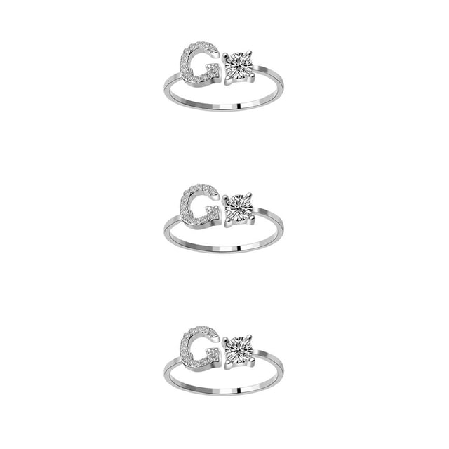 Qarigey Anillo abierto con letra mayúscula, anillos de compromiso elegantes y seguros para mujer, para interiores y exteriores, viajes, Type1 NO1