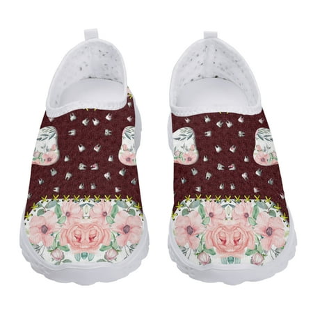 

Fashion White Cartoon Tooth Design Mesh Breathable Women s Shoes Comfortable Flat Walking Running Shoes Zapatos