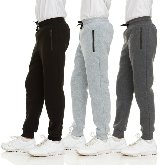 Pantalones jogger de felpa para niño PURE CHAMP, paquete de 3, con cierre