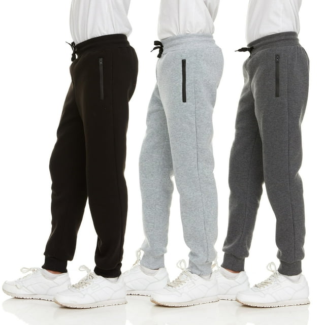 Pantalones jogger de felpa para niño PURE CHAMP, paquete de 3, con cierre