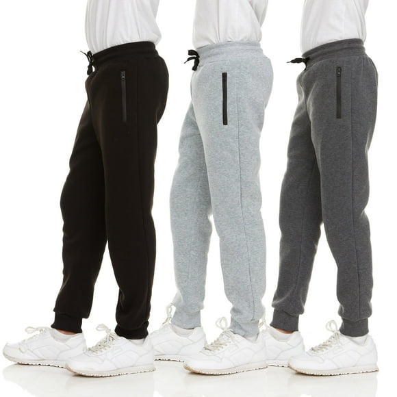Pantalones jogger de felpa para niño PURE CHAMP, paquete de 3, con cierre