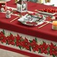 thumbnail image 4 of Christmas Tablecloth 60×102 Inch, Poinsettia Red Washable Table Cover for Party Picnic Dinner Decor, 4 of 6