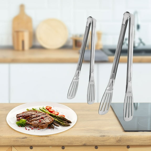 Uxcell Kitchen Tong Set for Cooking Stainless Steel Tongs Toaster Salad 2Pcs