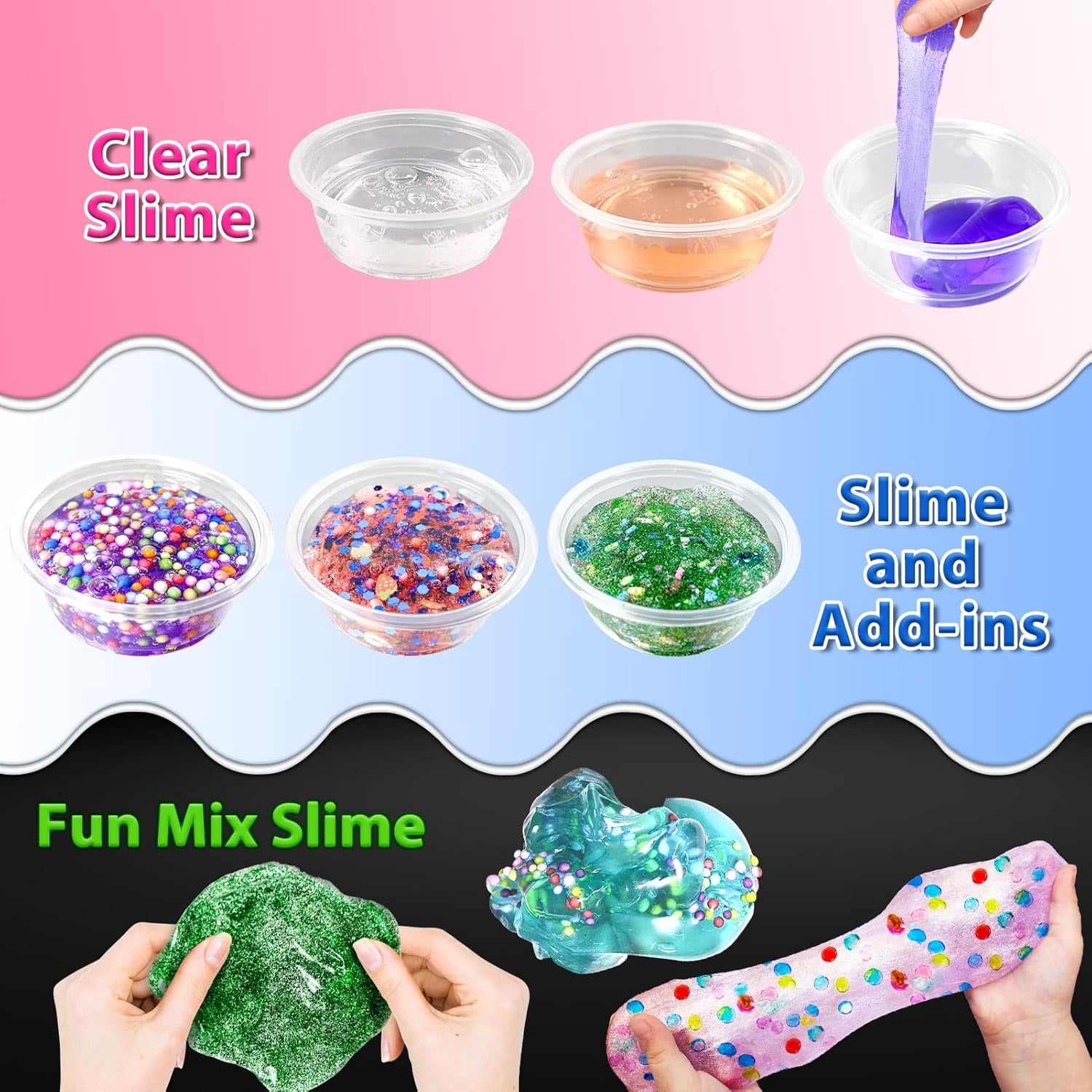 Slime Making Kit, 50 Pack Premade Crystal Clear Slime With Add-Ins, Foam Balls And Glitter, DIY Party Favor Toy Set For Kids Ages 3 To 12