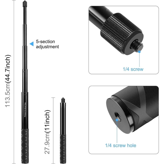 WEIFEI-Motorcycle Bicycle Selfie Stick, Camera Handlebar Mount for Third Person View Motorcycle Accessories for GoPro Hero 12/11/10/9/8 /Insta360 X5 X4 X3