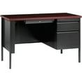 thumbnail image 2 of Lorell Fortress Series Mahogany Laminate Top Desk 45.5" x 24" x 29.5" , 1.1" Top - Box Drawer(s), File Drawer(s) - Single Pedestal on Right Side - Square Edge - Material: Steel Frame - Finish: Charcoa, 2 of 8